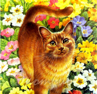 KAZ030 Раскраска по номерам «Рыжий кот в васильках»
