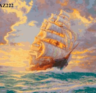 KAZ222 Раскраска по номерам “Корабль на закате”
