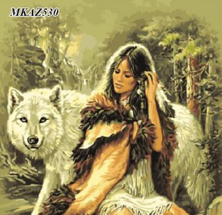 MKAZ530  Набор алмазный «Девушка и волк 2»