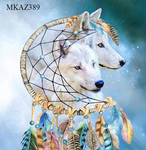 MKAZ389 Набор алмазный «Волки — ловец снов»