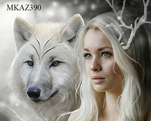 MKAZ390 Набор алмазный «Девушка и волк2»