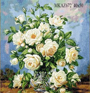 MKAZ672 Набор алмазный «Белые розы»