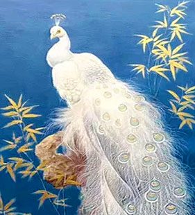 MKAZ782 Набор алмазный «Белый павлин в цветах»