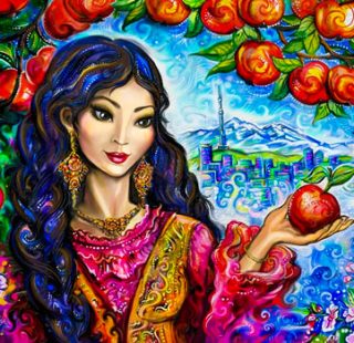 MKAZ843 Набор алмазный «Девушка с яблоком»